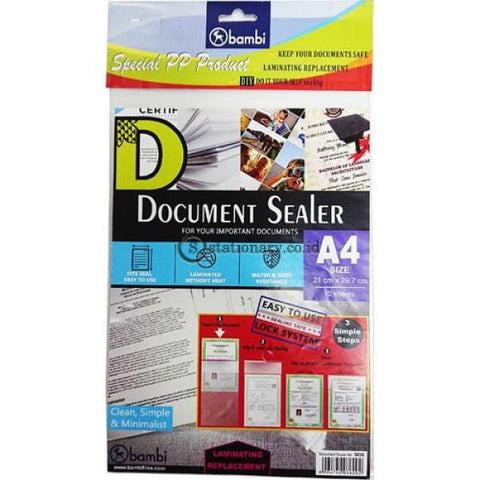 Bambi Document Sealer Transparant Pocket 0.10Mm (10Pcs) A4 #5036 Office Stationery