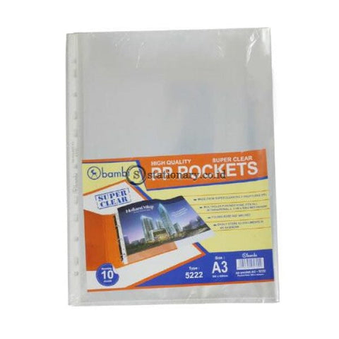 Bambi Plastic Pocket Glass Clear Multiholes 0.05Mm A3 (Isi 10 Lbr) #5222 Office Stationery