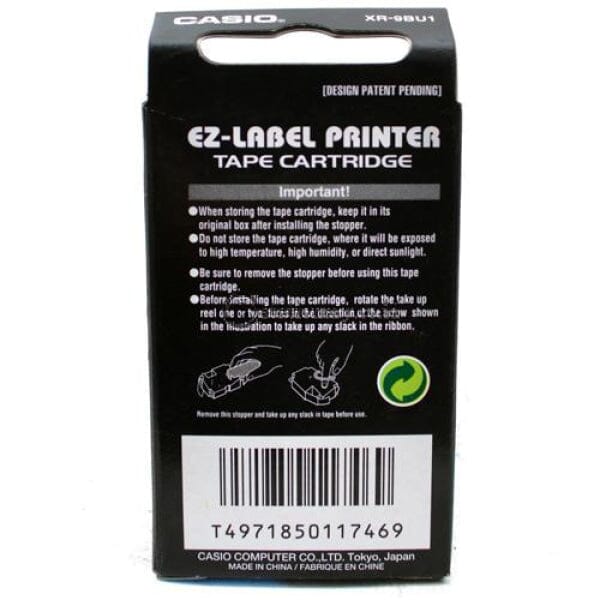 Casio Ez Label Printer XR-9BU1 9mm Black On Blue Label Printer