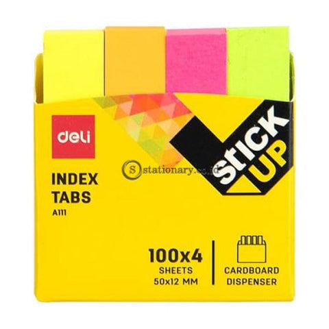 Deli Post It Memo Index Kertas Page Tabs 50X12Mm (4 Colourx100Sheet) Ea11102 Office Stationery