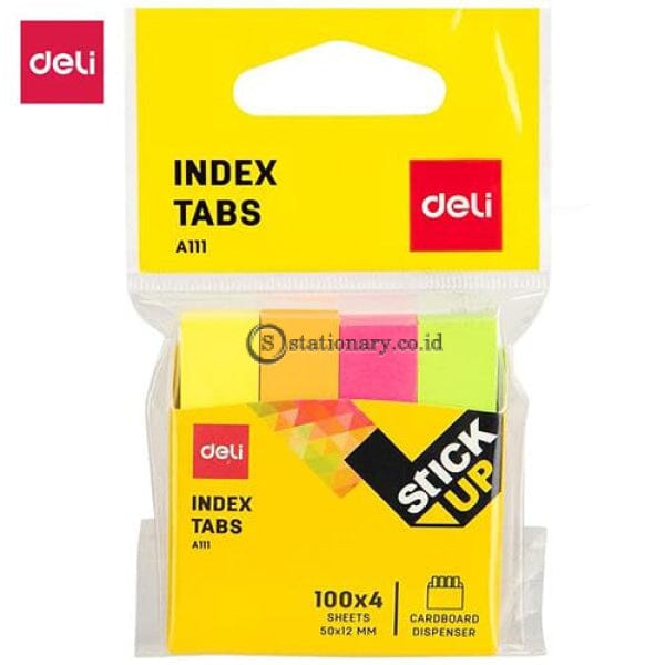 Deli Post It Memo Index Kertas Page Tabs 50X12Mm (4 Colourx100Sheet) Ea11102 Office Stationery
