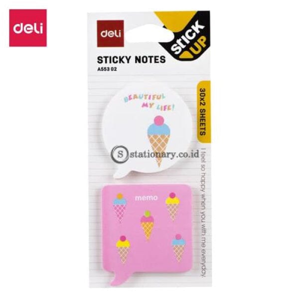 Deli Post It Memo Shape Sticky Notes 51X51Mm (2X30Sheets) Ea55302 Office Stationery