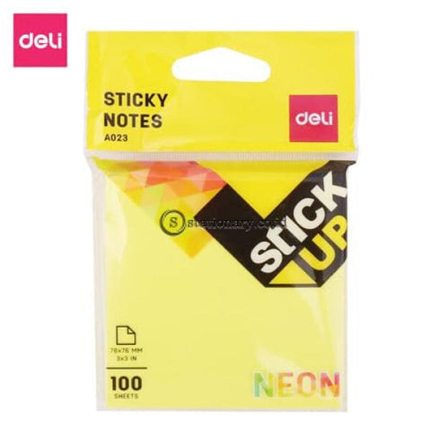 Deli Post It Memo Sticky Notes 76X76Mm 4 Neon Colors (100Sheets) Ea02303 Office Stationery