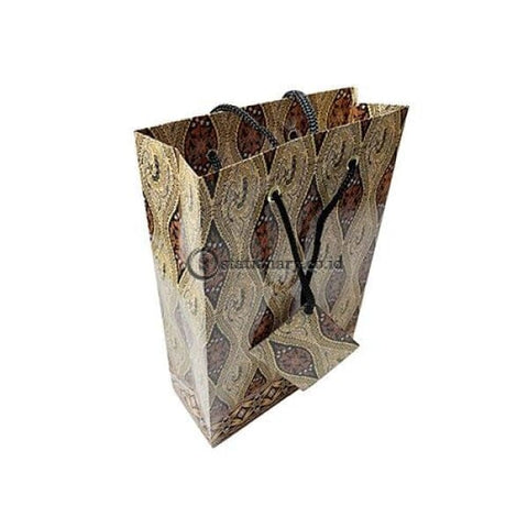Kiky Tas Tali Kertas Paper Bag A Foil Batik Ceplok Kawung (220X150X60Mm) Office Stationery
