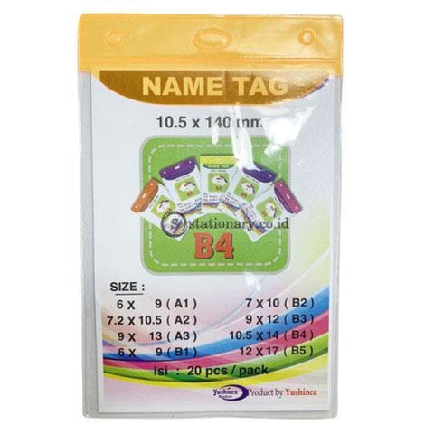 Yushinca Plastik Id Name Tag 105 X 140Mm Potrait B4 (20 Lembar) Office Stationery