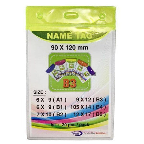 Yushinca Plastik Id Name Tag 90 X 120Mm Potrait B3 (20 Lembar) Office Stationery