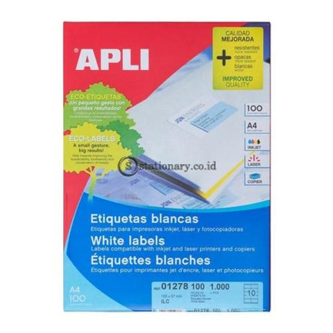 Apli Label White Paper 105 X 57Mm 1000 Unit #01278 Office Stationery