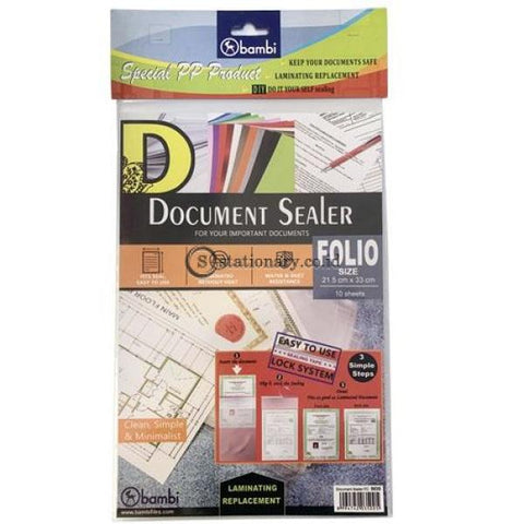 Bambi Document Sealer Transparant Pocket 0.10Mm (10Pcs) Folio #5035 Office Stationery