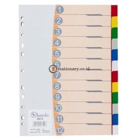 Bambi Index Divider Plastik A4 12 Warna #2612 Office Stationery Promosi