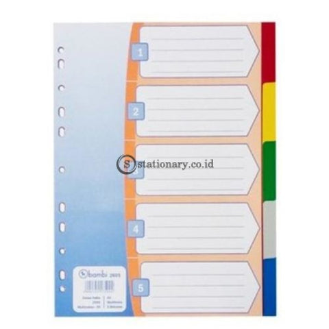 Bambi Index Divider Plastik A4 5 Warna #2605 Office Stationery Promosi