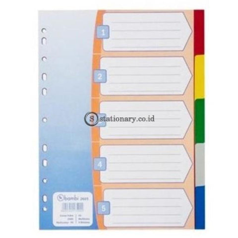 Bambi Index Divider Plastik A4 5 Warna #2605 Office Stationery Promosi