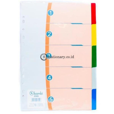 Bambi Index Divider Plastik Folio 5 Warna #2505 Office Stationery Promosi