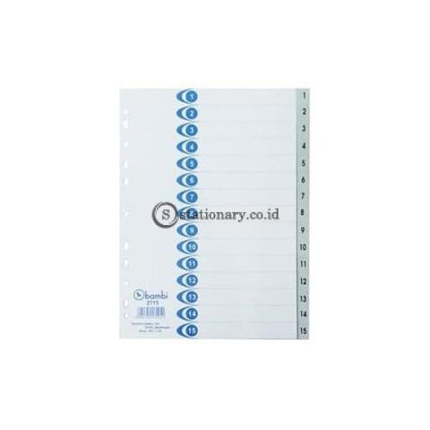 Bambi Index Divider Rigid Pvc A4 15 Warna Grey #2715 Office Stationery Promosi