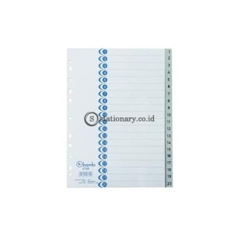 Bambi Index Divider Rigid Pvc A4 20 Warna Grey #2720 Office Stationery Promosi