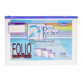 Bambi Zipper Pocket Folio 5130 Putih Office StationeryBambi Zipper Pocket PVC Transparant Folio #5130