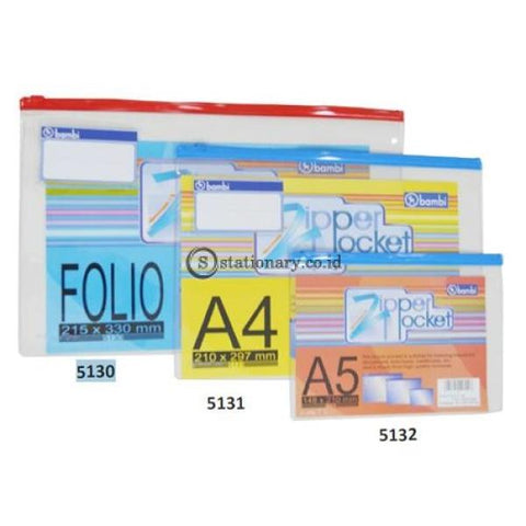 Bambi Zipper Pocket Pvc Transparant A4 #5131 Office Stationery