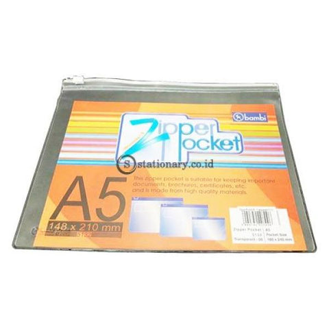 Bambi Zipper Pocket Pvc Transparant A5 #5132 Office Stationery