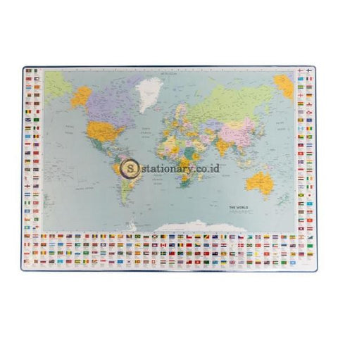 Bantex Desk Pad With World Maps 44x63cm Blue #4150 01