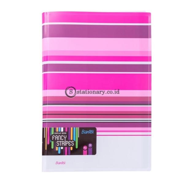 Bantex Fancy Stripe Display Book (30 Pocket) Folio Pink #3197 19