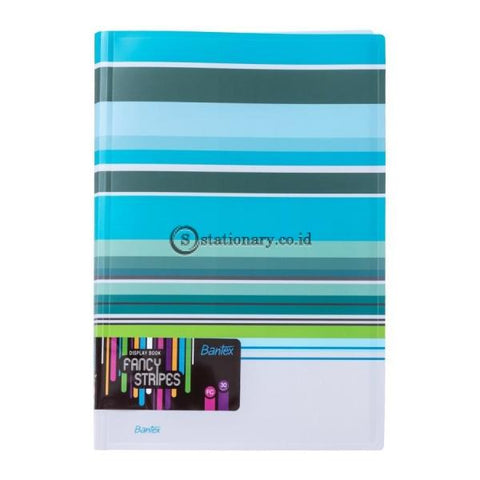 Bantex Fancy Stripe Display Book (30 Pocket) Folio Sky Blue #3197 23