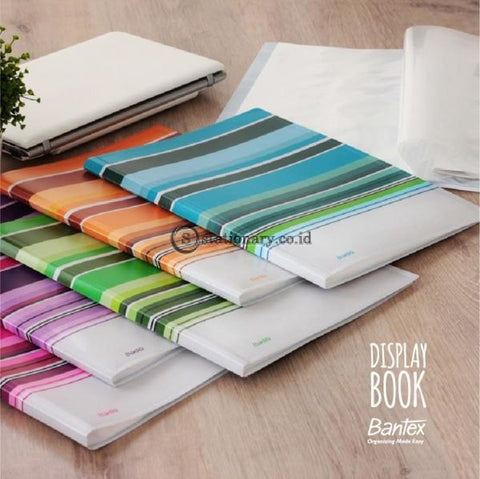 Bantex Fancy Stripe Display Book (30 Pocket) Folio Yellow #3197 06