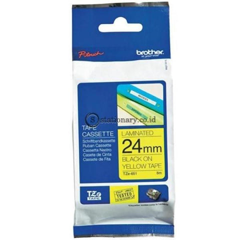 Brother Label Tape Tze-651 Black On Yellow 24Mm X 8M Office Equipment