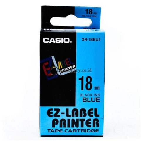 Casio Ez Label Printer Xr-18Bu1 18Mm Black On Blue Tape Cartridge Office Equipment