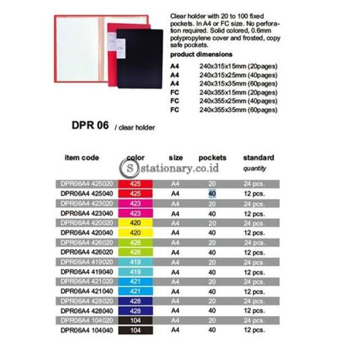 Daiichi Clear Holder Display Album Folio 40 Pocket Dpr06 Black Dpr06Fc104040 Office Stationery