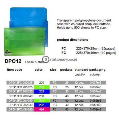 Daiichi Dpo Case Button Fc (25 Pages) Bening Dpo12Fc200025 Office Stationery Promosi