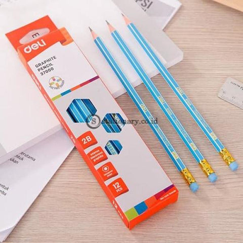 Deli Pensil Kayu Dengan Penghapus 2B #e37000 Office Stationery