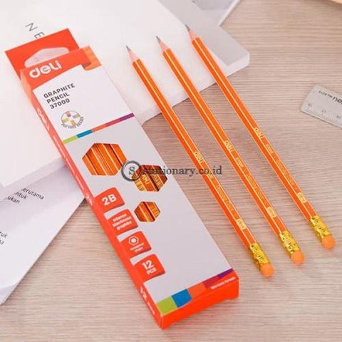 Deli Pensil Kayu Dengan Penghapus 2B #e37000 Office Stationery
