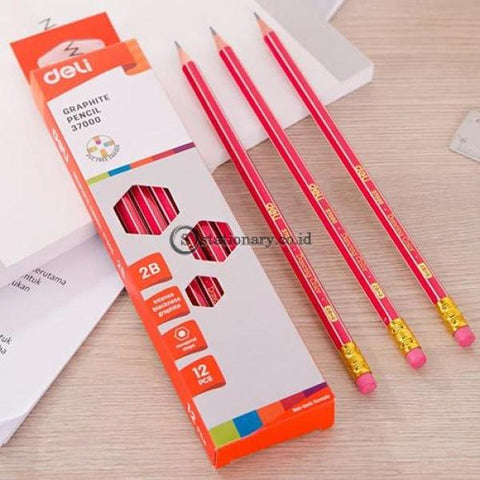 Deli Pensil Kayu Dengan Penghapus 2B #e37000 Office Stationery