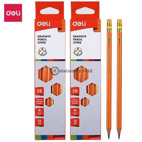 Deli Pensil Kayu Dengan Penghapus 2B #e37000 Office Stationery