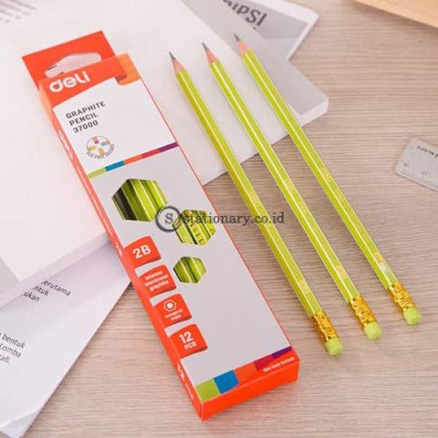 Deli Pensil Kayu Dengan Penghapus 2B #e37000 Office Stationery