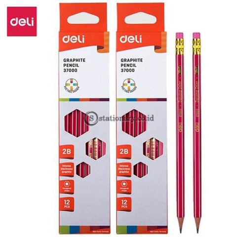 Deli Pensil Kayu Dengan Penghapus 2B #e37000 Office Stationery