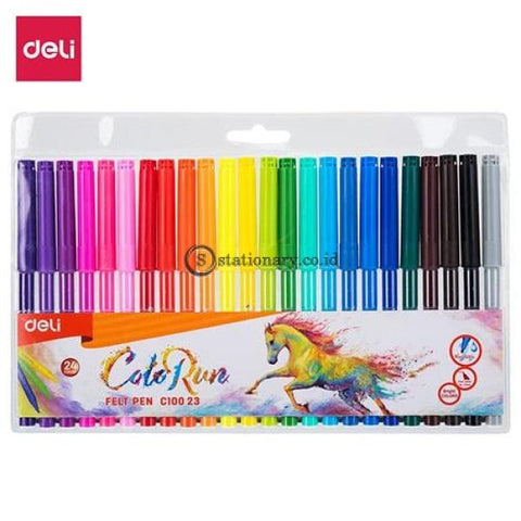 Deli School Felt Pen/spidol Warna-Felt Pen Washable 1.0Mm 24 Colours Ec10023 Office Stationery