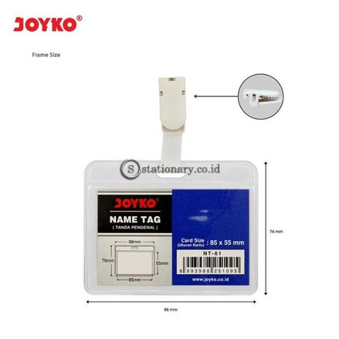 Joyko ID Card Name Tag Holder Jepit Landscape 98 x 76mm Transparant NT-61