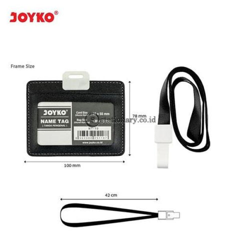 Joyko Id Card Name Tag Holder Leather Badge Landscape 90 X 55Mm Hitam Nt-70 Office Stationery