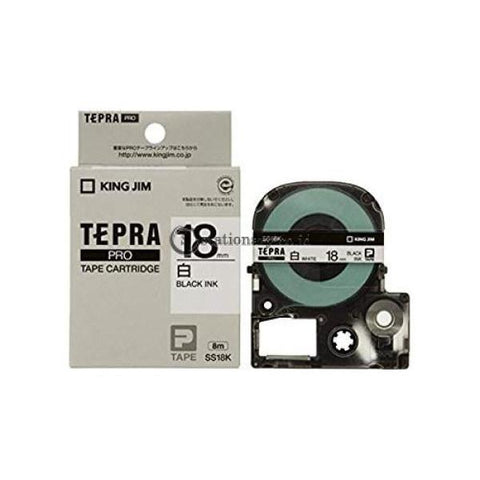 Kingjim Label Tepra Pro Black Ink 18Mm Ss18K Office Stationery