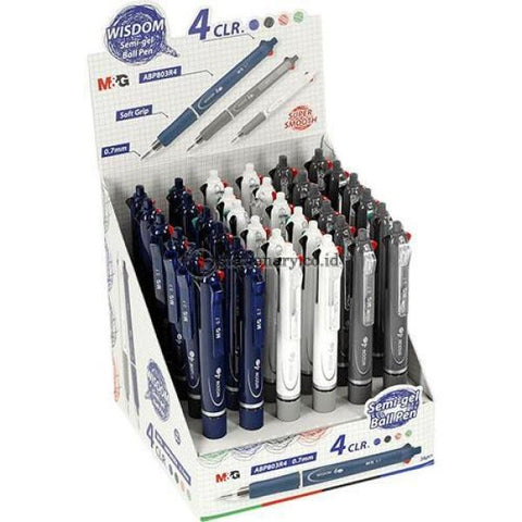 M&g Ballpoint Pen Semi Gel 4 Colours (Blue Red Black And Green Colours) 0.7Mm Wisdom #abp803R4