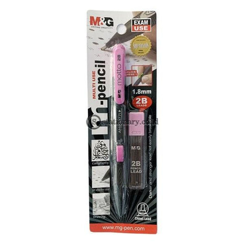 M&G Pensil Mekanik Set Ujian Exam Mechanical Chisel Lead 1.8mm 2B Motto #HAMP0173