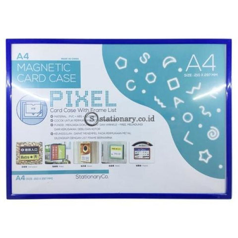 Pixel Card Case Magnetik With Frame A4 Biru Office Stationery Promosi