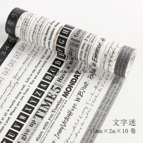(Preorder) 10 Pcs/pack Retro Alphabet Number Grid Decorative Washi Tape Adhesive Diy Scrapbooking