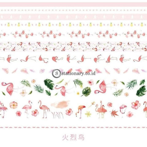 (Preorder) 10 Rolls Masking Washi Tape Set Vintage Floral Plant Flamingo Decorative Sticker Diy