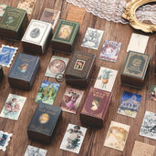 (Preorder) 100Pcs Vintage Stamp Book Collection Series Kraft Paper Mini Greeting Card Postcard