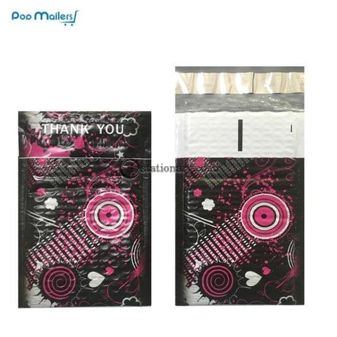 (Preorder) 10Pcs 120X180Mm Printed Plastic Bubble Mailer Mix Pattern Poly Envelope Wrap Bag Black