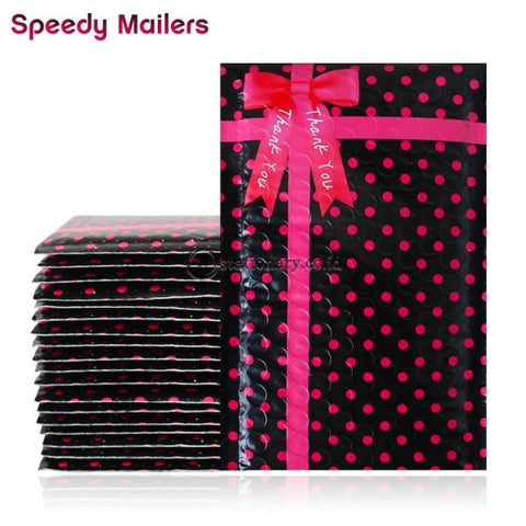 (Preorder) 10Pcs 4X8 120X180Mm Small Black Polka Dots Poly Thank You Bubble Mailers Self Sealing