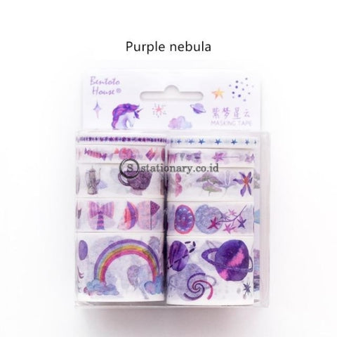 (Preorder) 10Pcs Candy Town Color Paper Washi Tape Set Blue Sea Purple Nebula Red Decoration Masking