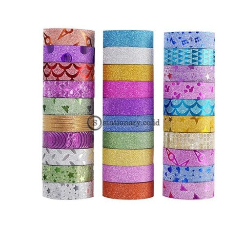 (Preorder) 10Pcs Glitter Washi Tape Stationery Scrapbooking Decorative Adhesive Tapes Diy Color
