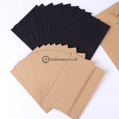 (Preorder) 10Pcs/pack 16Cmx10.8Cm Kraft Black Paper Envelope Message Card Letter Stationary Storage